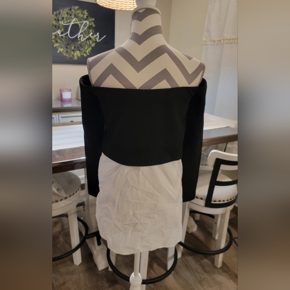 ZARA TRAFALUC COLLECTION Off Shoulder Sweater with Faux Dress Shirt size Large - Picture 2 of 5